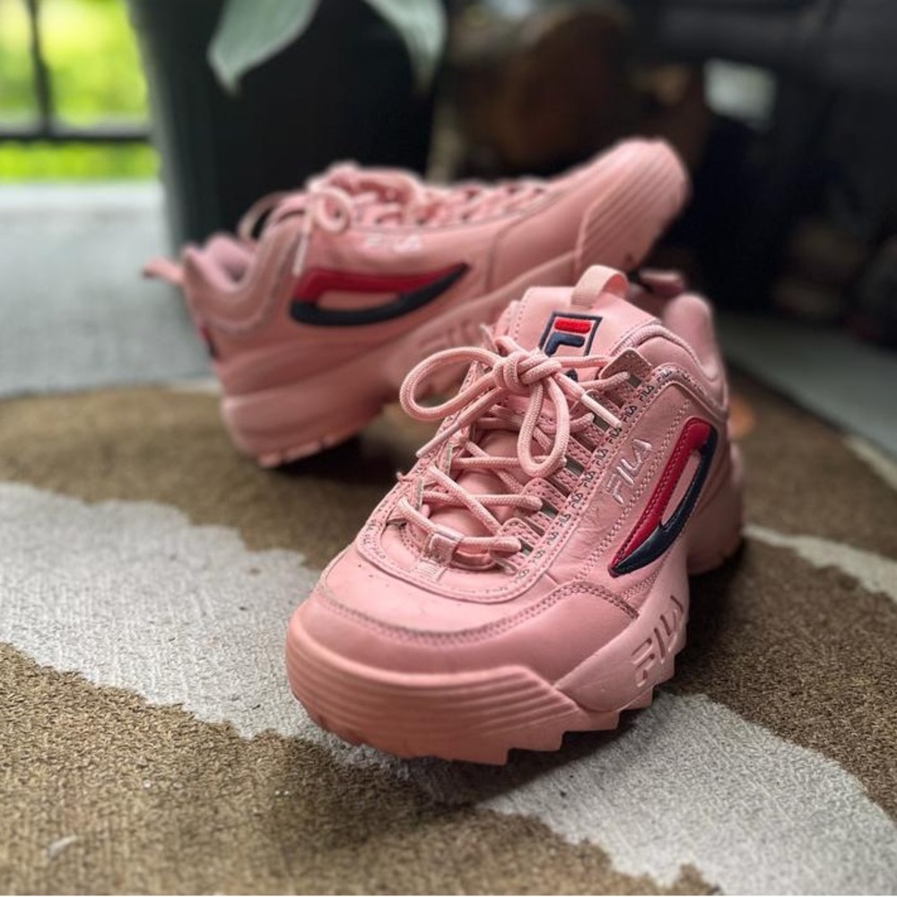 Pink Fila Disruptors Sneakers